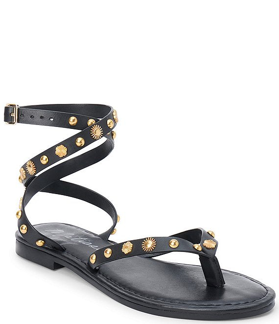 Athena Leather Wrap Sandal - Black