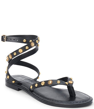 Athena Leather Wrap Sandal - Black