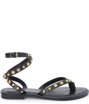 Athena Leather Wrap Sandal - Black