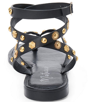 Athena Leather Wrap Sandal - Black