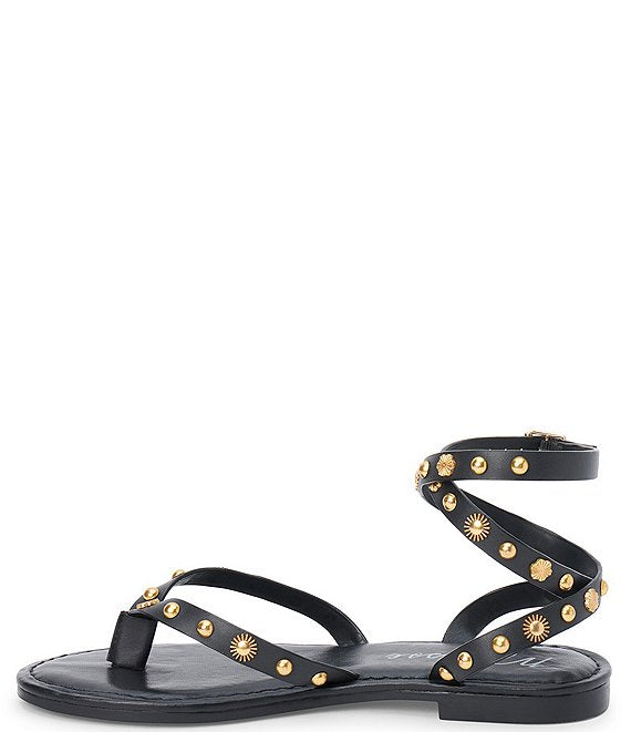 Athena Leather Wrap Sandal - Black