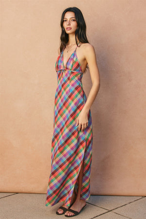 Modern Gingham Maxi Dress