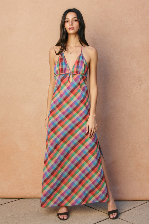 Modern Gingham Maxi Dress