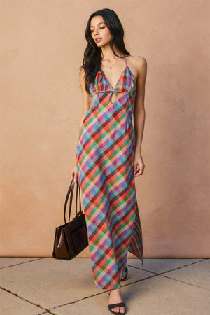 Modern Gingham Maxi Dress