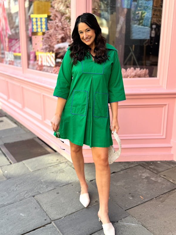 Cassidy Short Green & Blue Dress