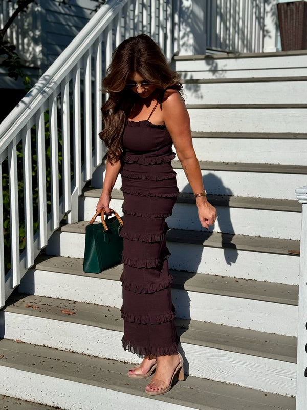 Chocolate Tiered Maxi Dress