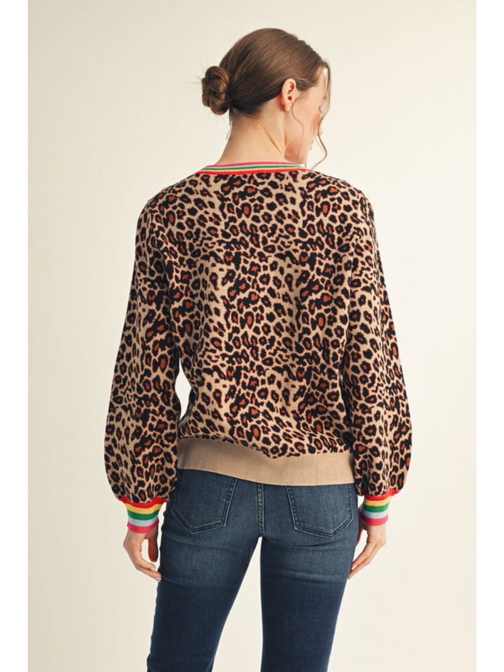 Rainbow Trim Leopard Top