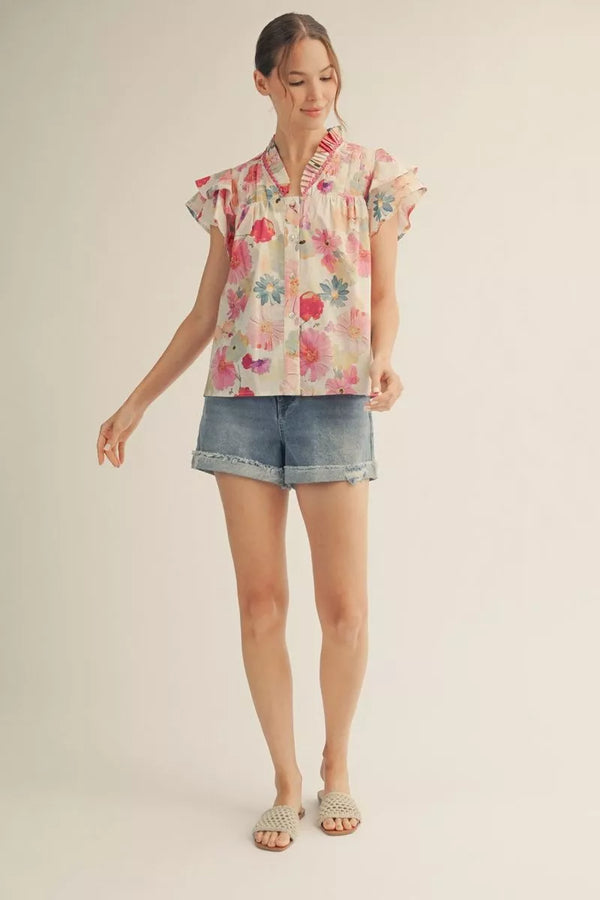 Floral Fuchsia Top