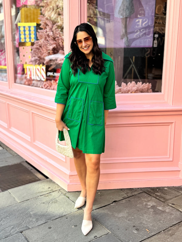 Cassidy Short Green & Blue Dress