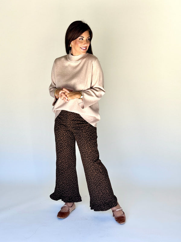 Oatmeal Mock Neck Top