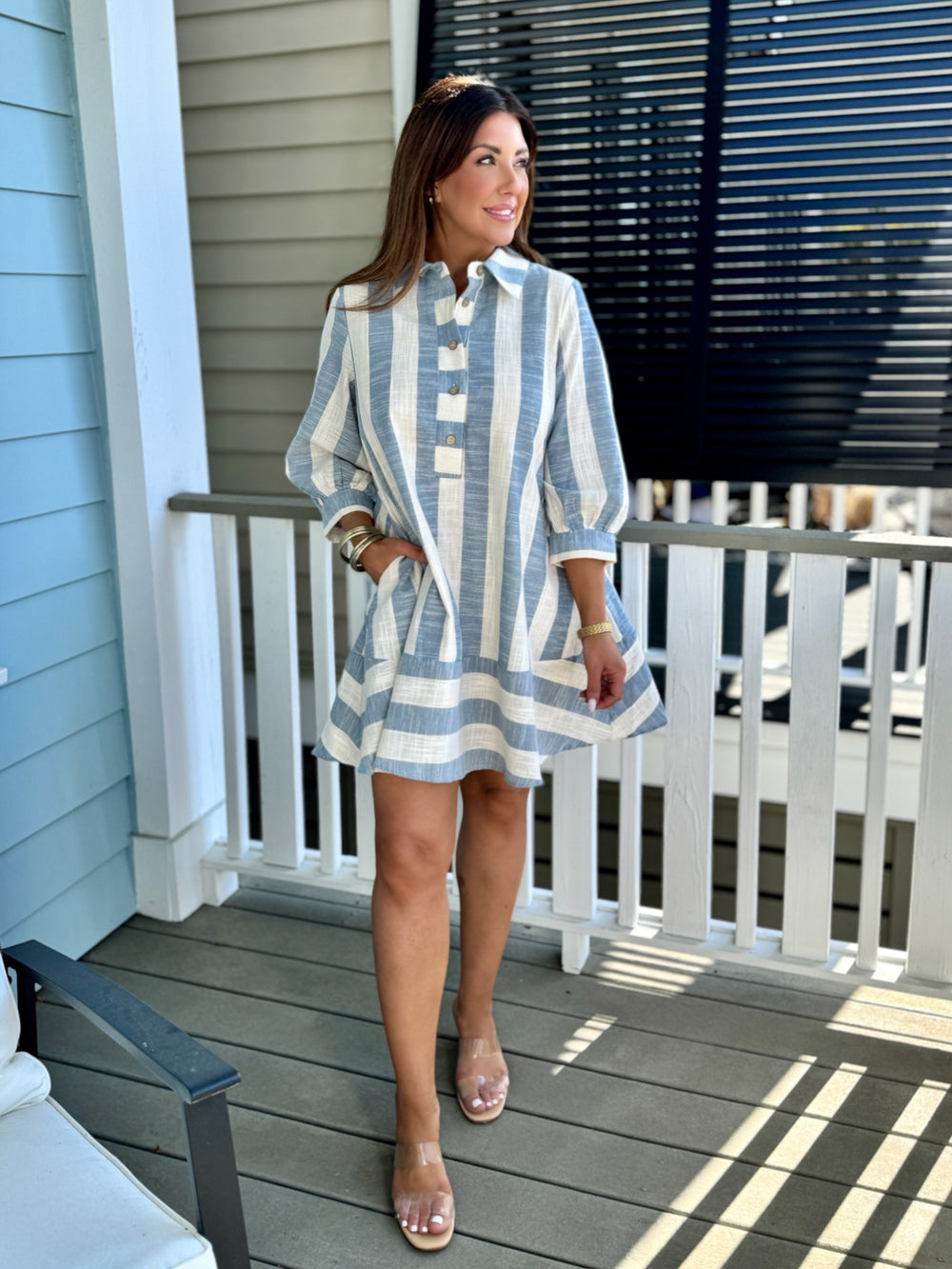 spring dress, coastal dress, summer dress, blue linen Dress, lightweight long sleeve dress, 