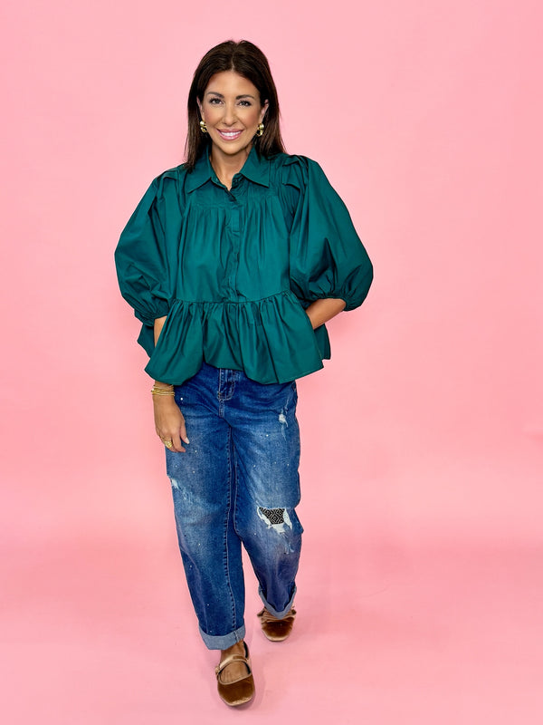 Elle Blouse - Hunter Green