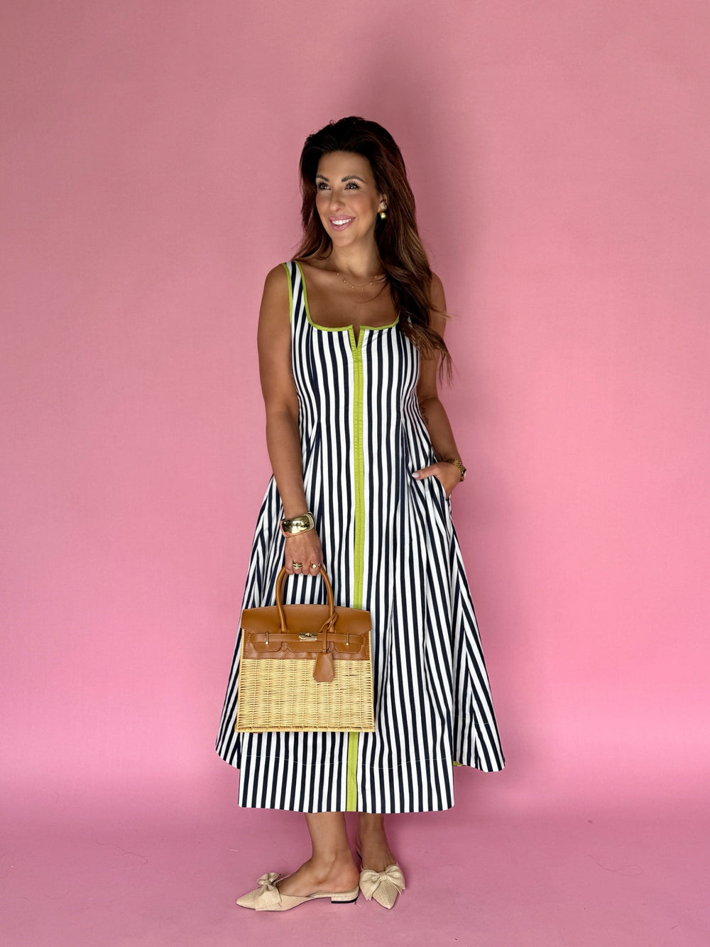 Palmetto Stripe Midi