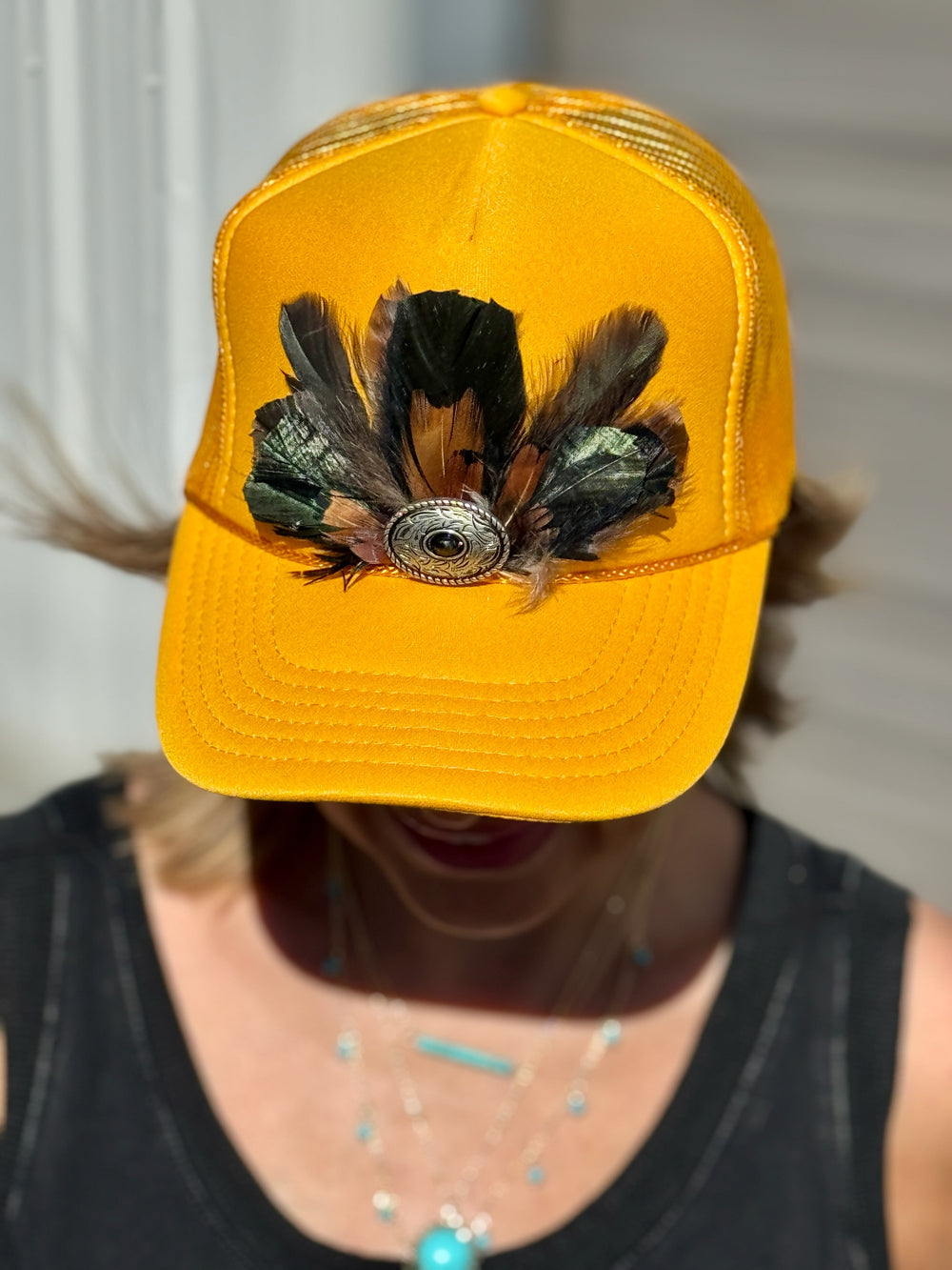 Trucker Hat, Yellow trucker hat, Trucker hats for concerts, Southern trucker hat , Briley King tucker hats, southern girl trucker hats, fun trucker hats
