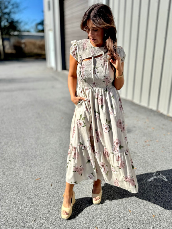 Floral Ties Maxi Dress