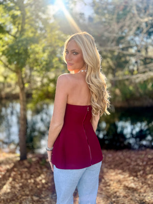 Strapless Cabernet Top