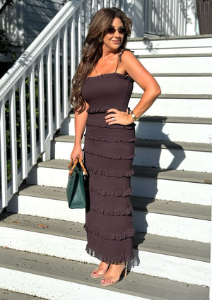 Chocolate Tiered Maxi Dress