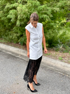 Lace Trim Shirt Dress