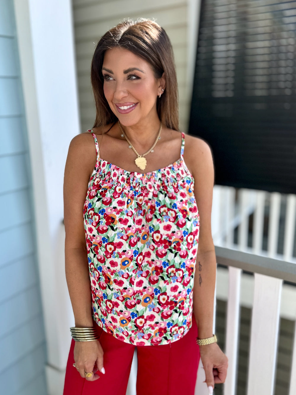Vibrant Spring top, light weight top, spring top, spring elevated tank, floral tank
