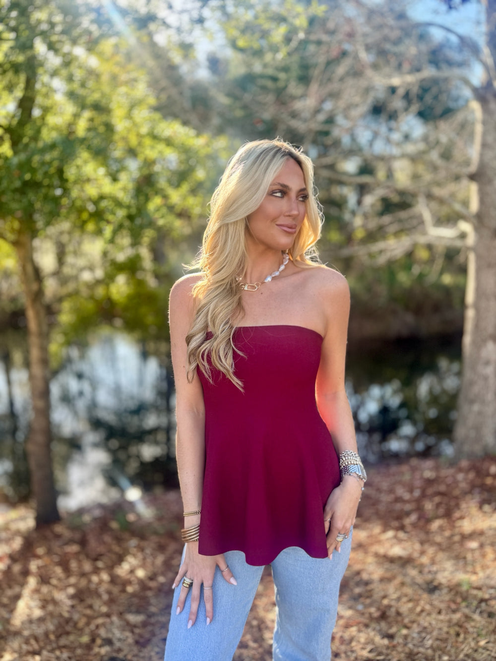 Strapless Cabernet Top