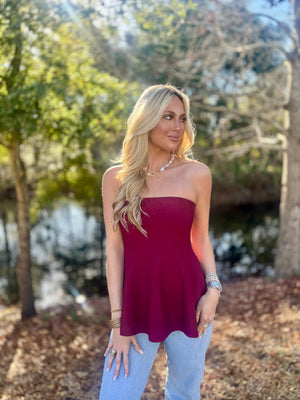 Strapless Cabernet Top