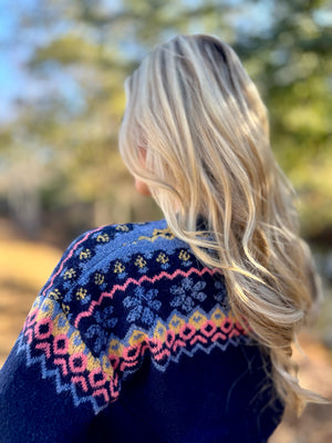 Navy Fair Isle Cardigan