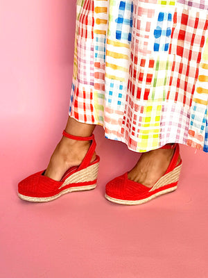 Becca Espadrille Wedge Sandals - Red
