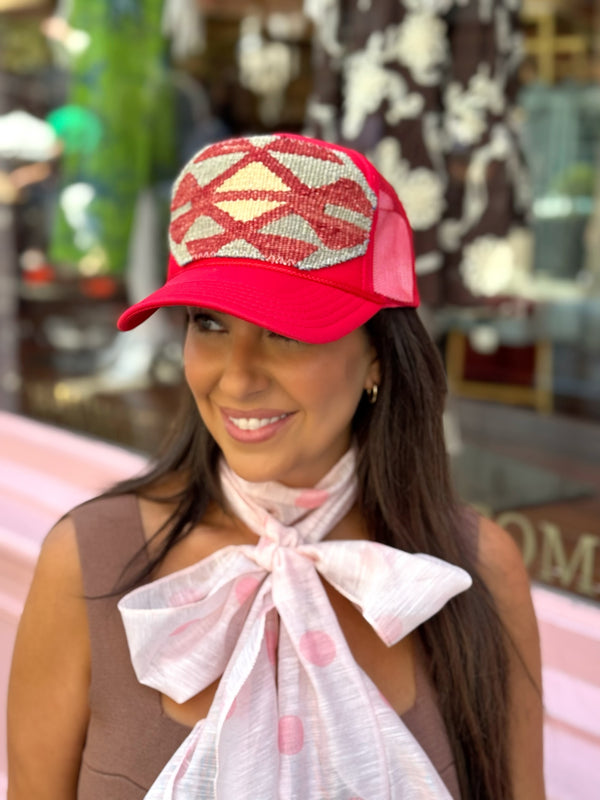 Kilim Trucker Hat - Red