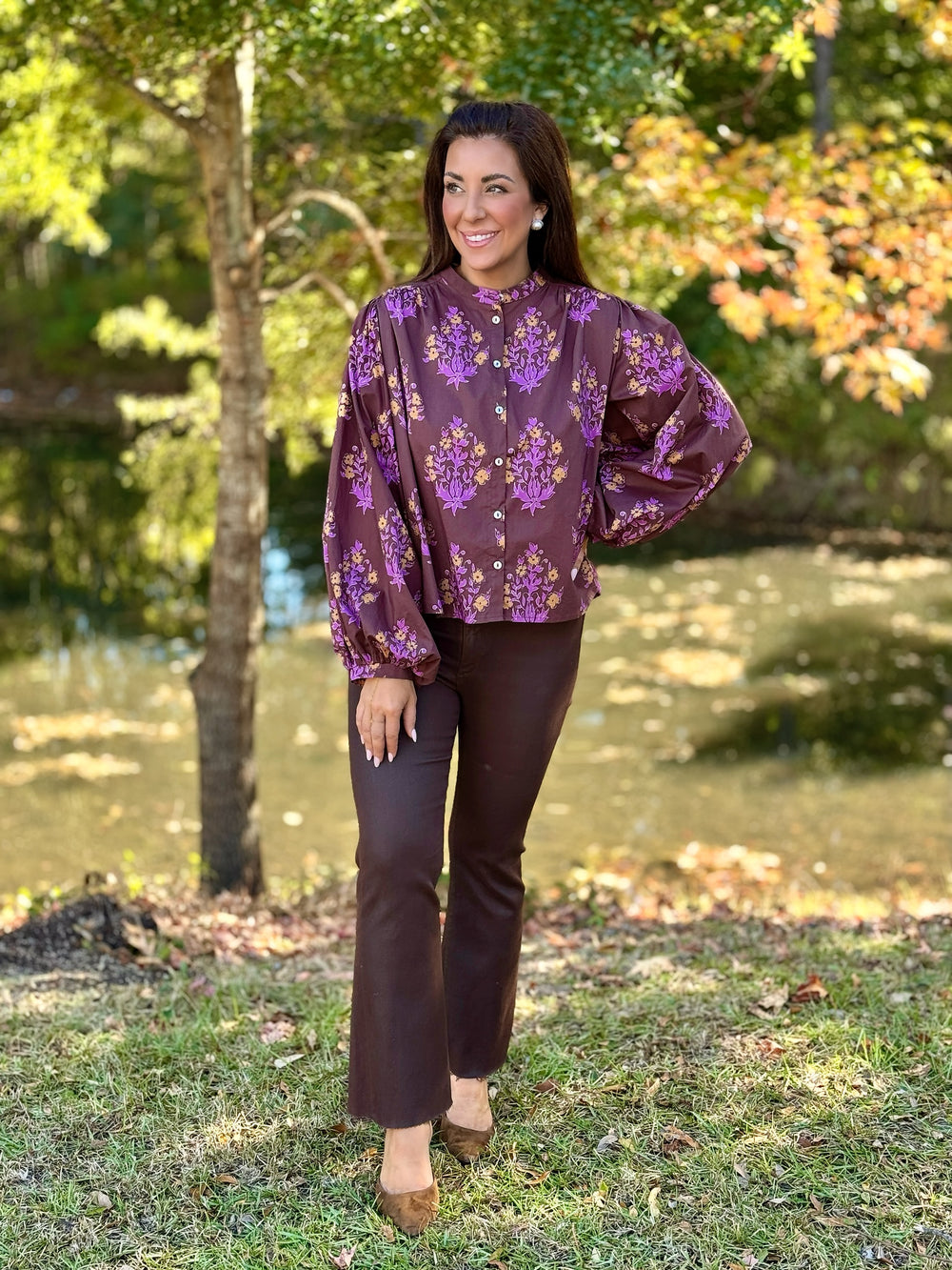Chocolate Floral Blouse
