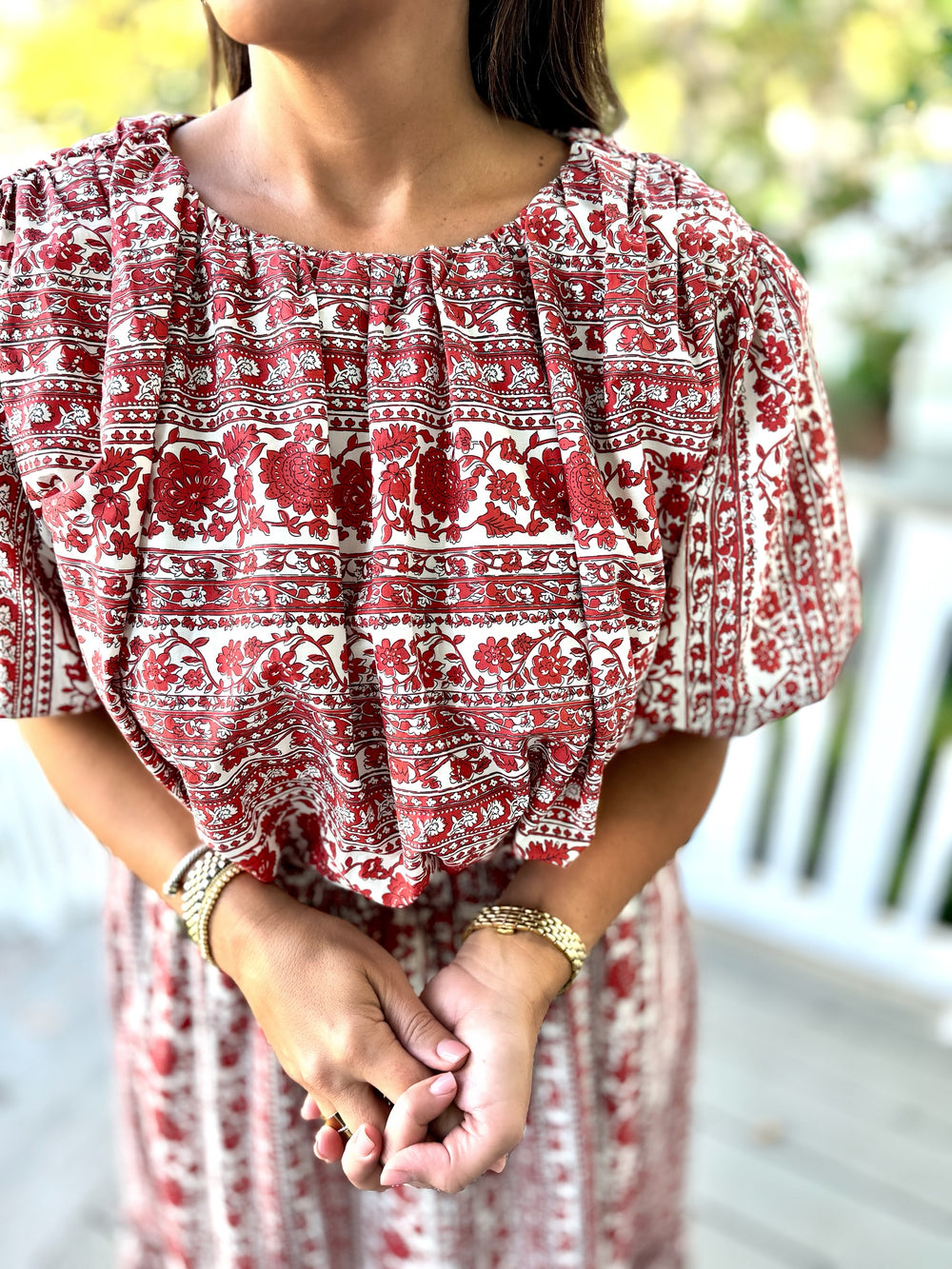 Striped Floral Bubble Top