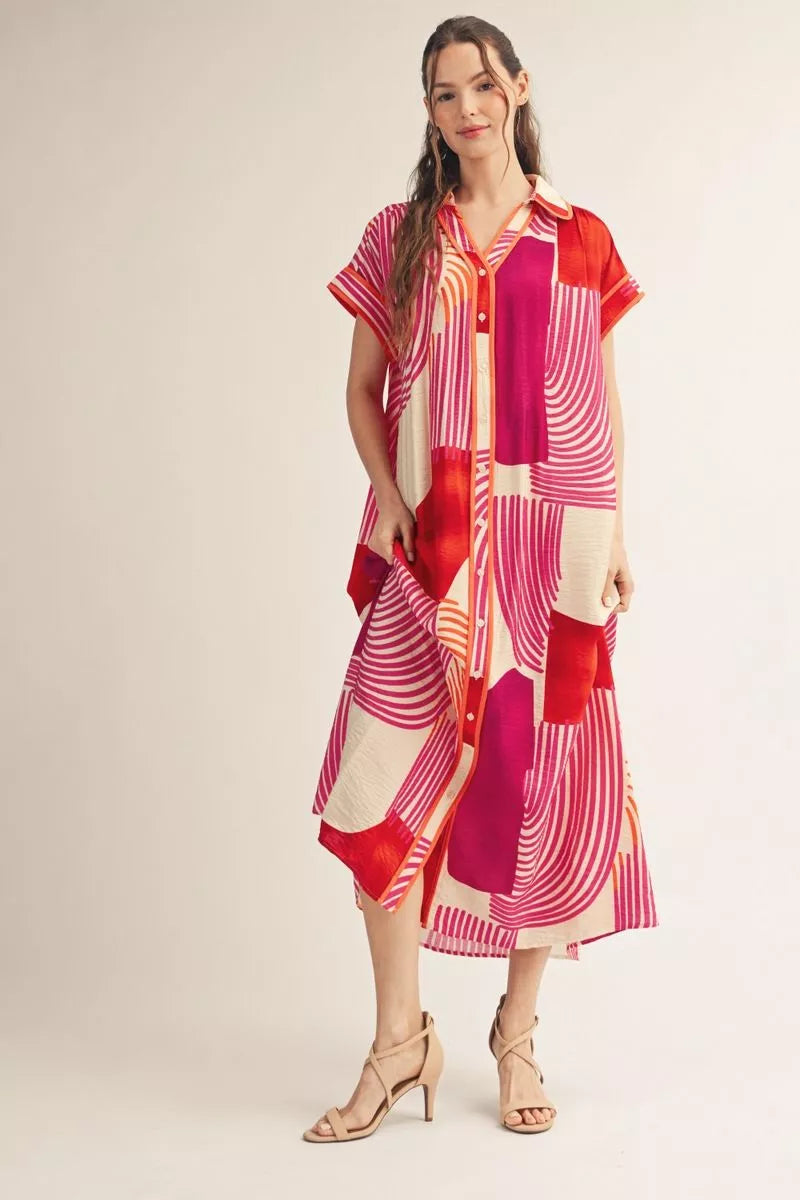 Magenta Sunset Shirt Dress