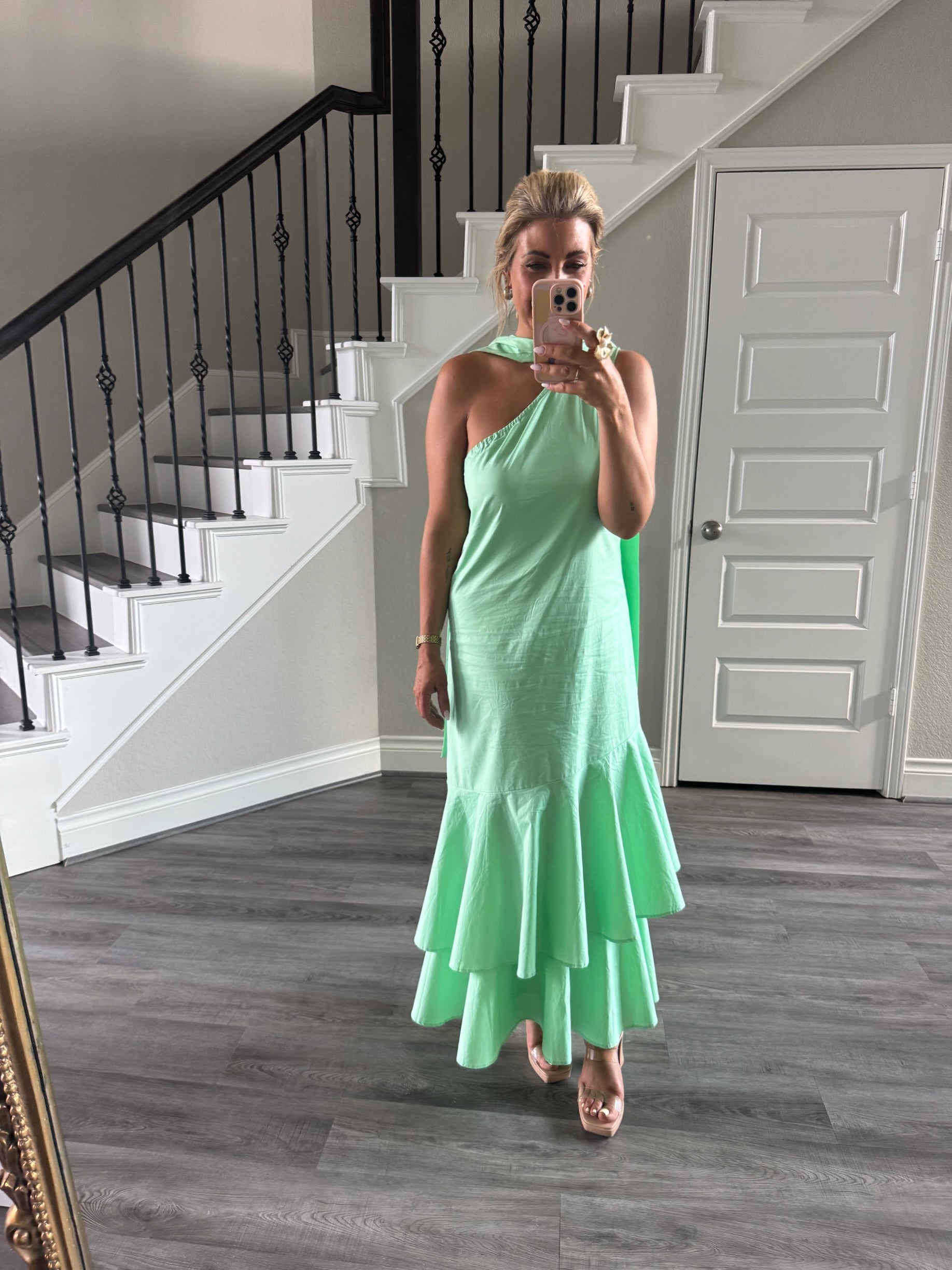 green mint dresses Women's The Felicity Mint Green Cotton Midi Dress | Size: M main image 1