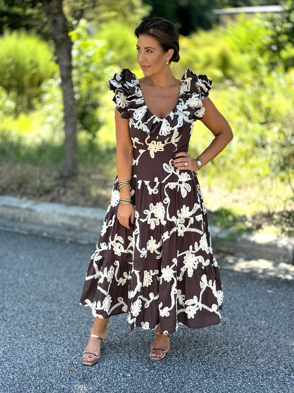 Chocolate Embroidered Dress