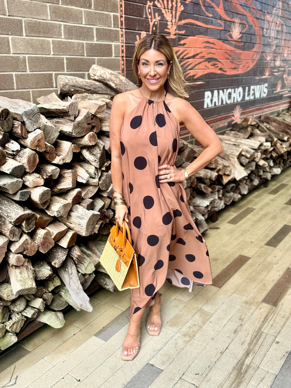 polka dot maxi dress, event dress, polka dots, spring dress