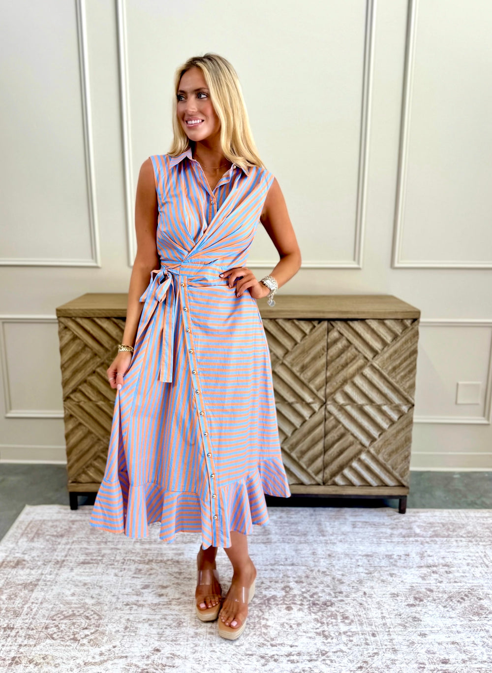 Wren Stripe Wrap Dress