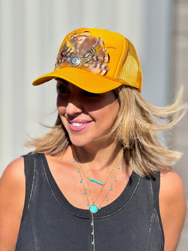 Trucker Hat, Yellow trucker hat, Trucker hats for concerts, Southern trucker hat , Briley King tucker hats, southern girl trucker hats, fun trucker hats