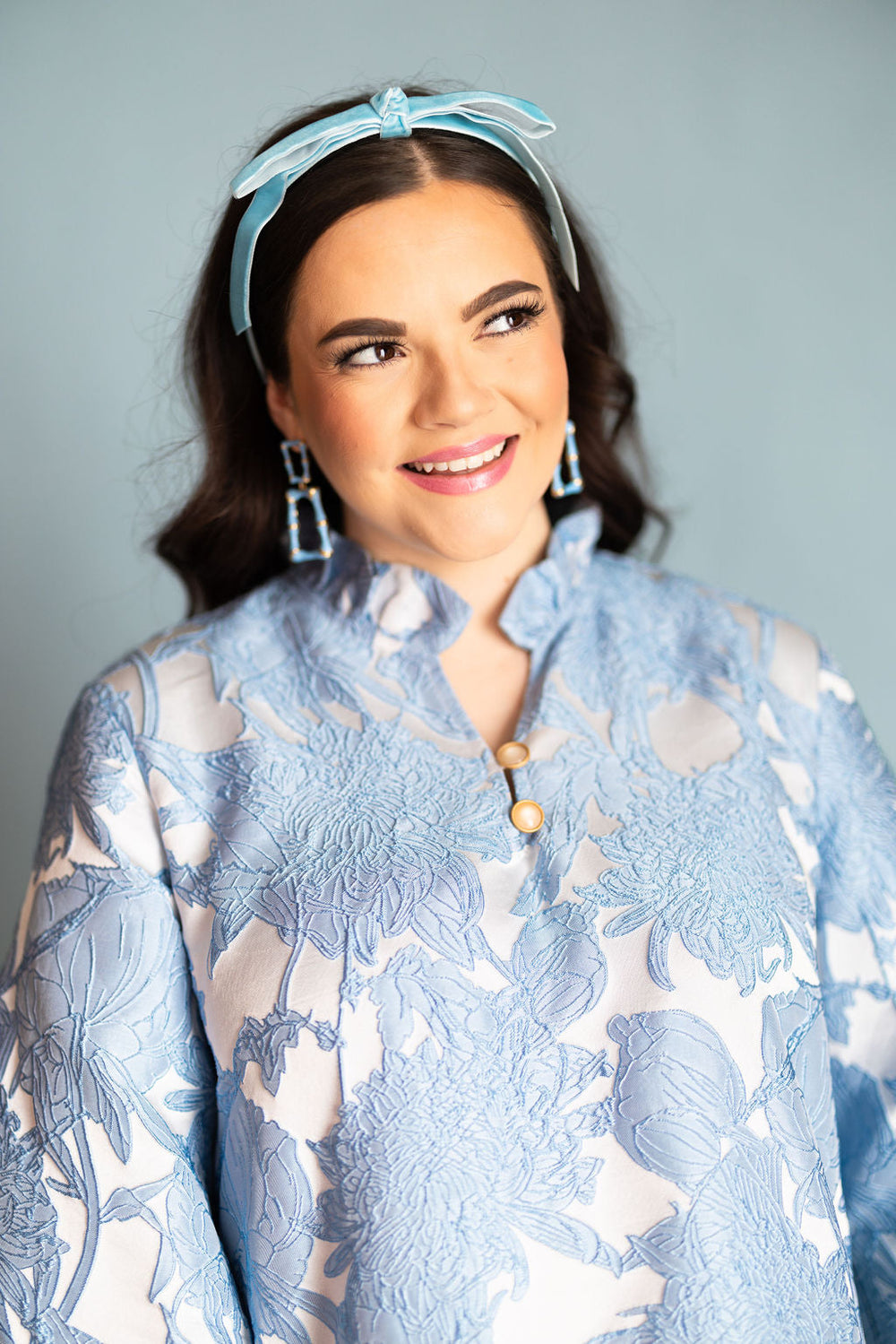 Powder Blue Enamel Bamboo Earrings