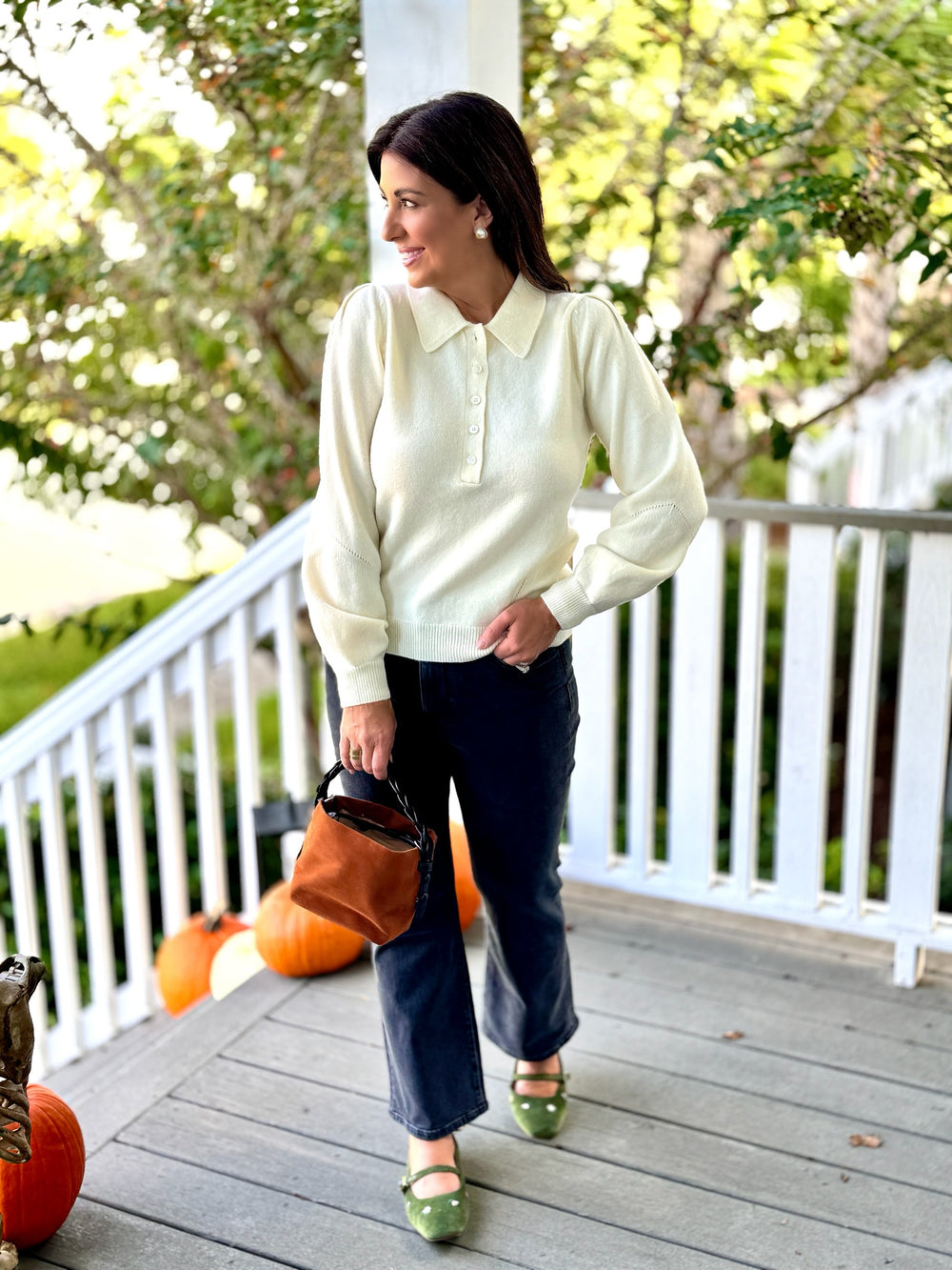 Ivory Collared Knit Top
