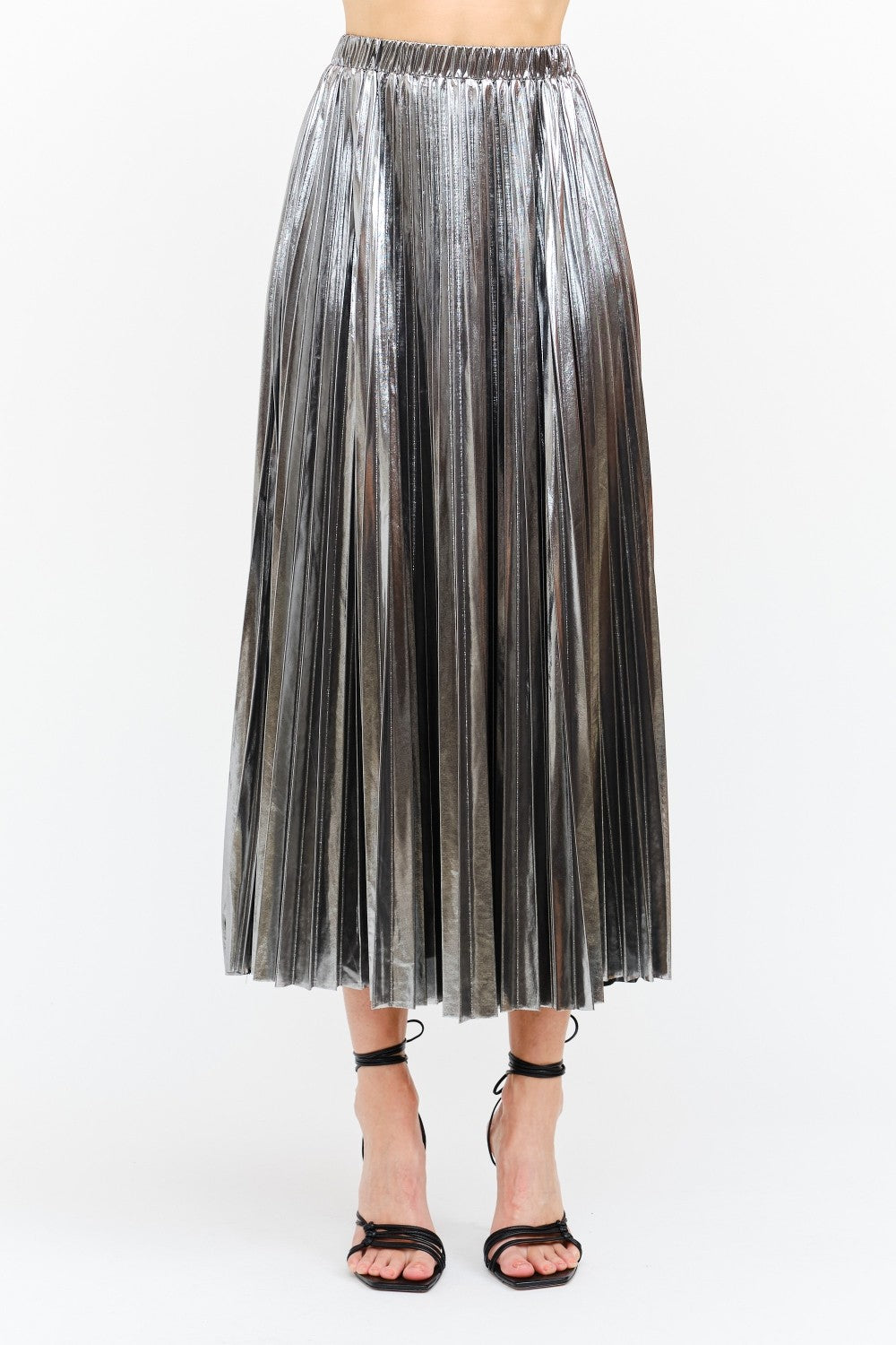 Essex Silver Metallic Midi Skirt