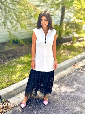 Lace Trim Shirt Dress