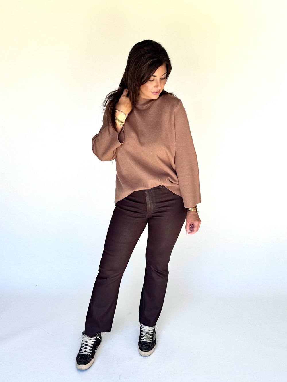 Camel Mock Neck Top