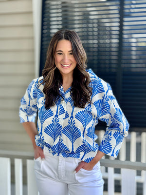Coastal Blue Print Top