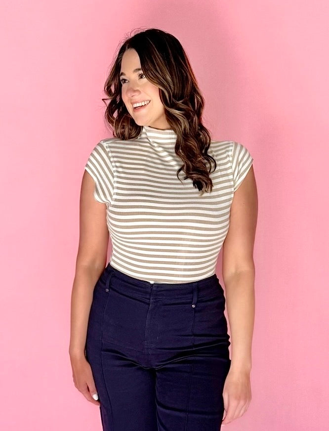 stripped top, layering top, chic top, highj neck top.