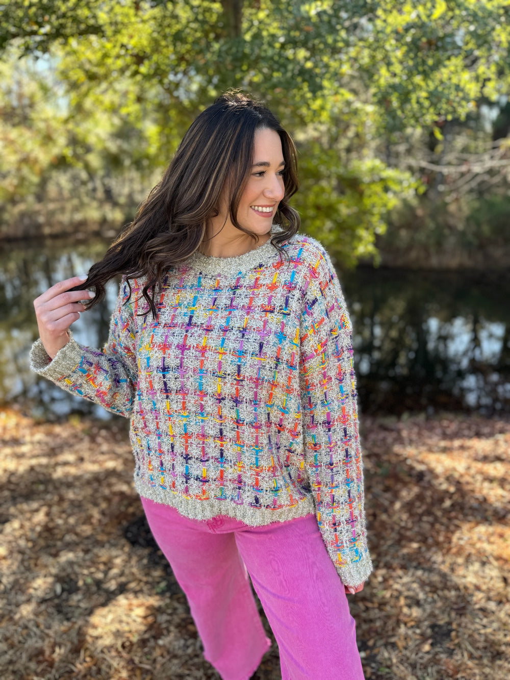 tweed stitch sweater