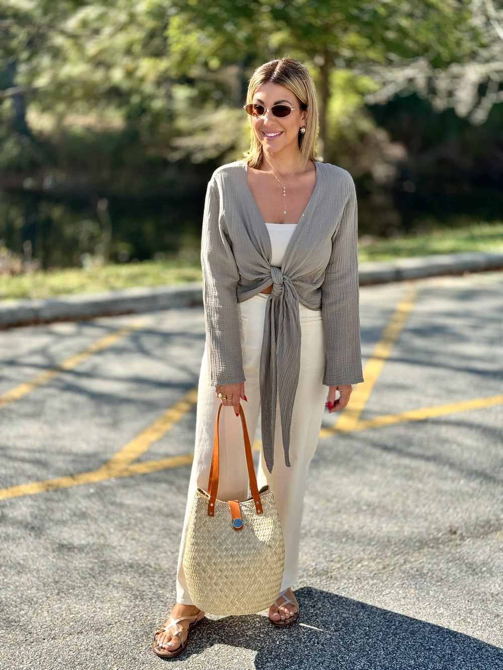 Cotton Tie Top - Mocha