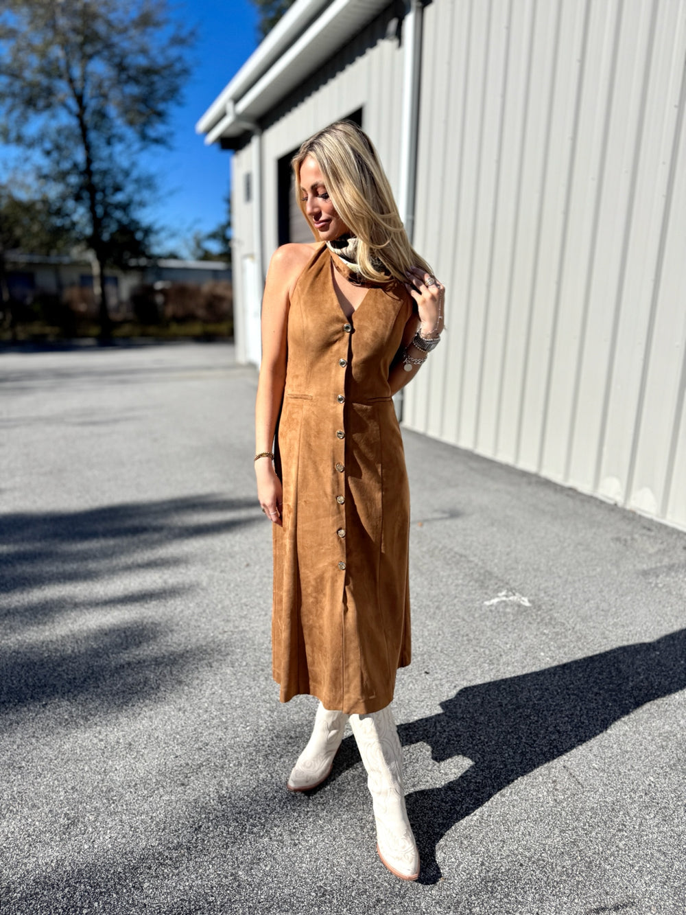 Ready For Fall Suede Midi Dress