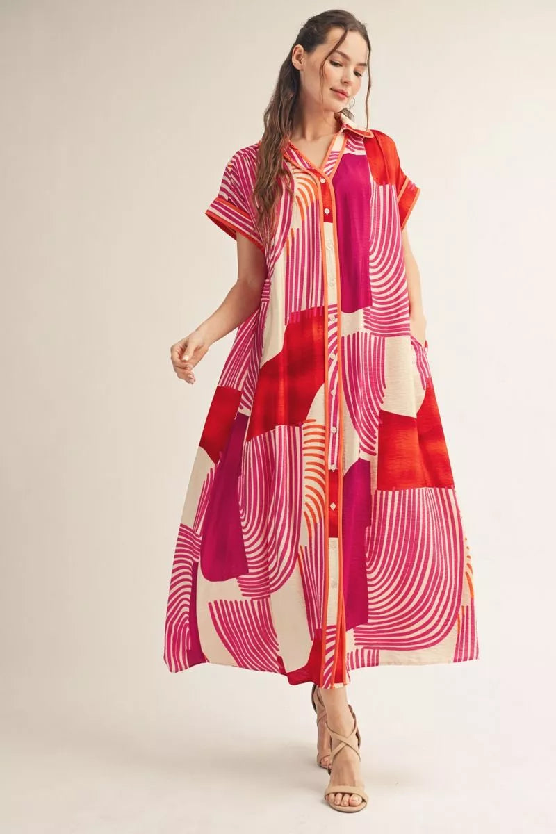 Magenta Sunset Shirt Dress