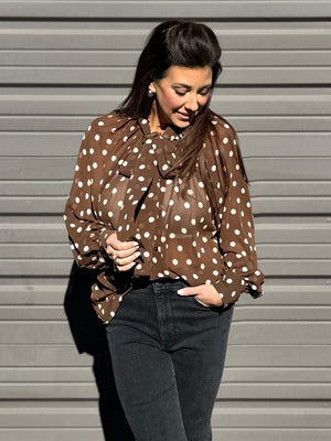 Brown Polka Dot Blouse