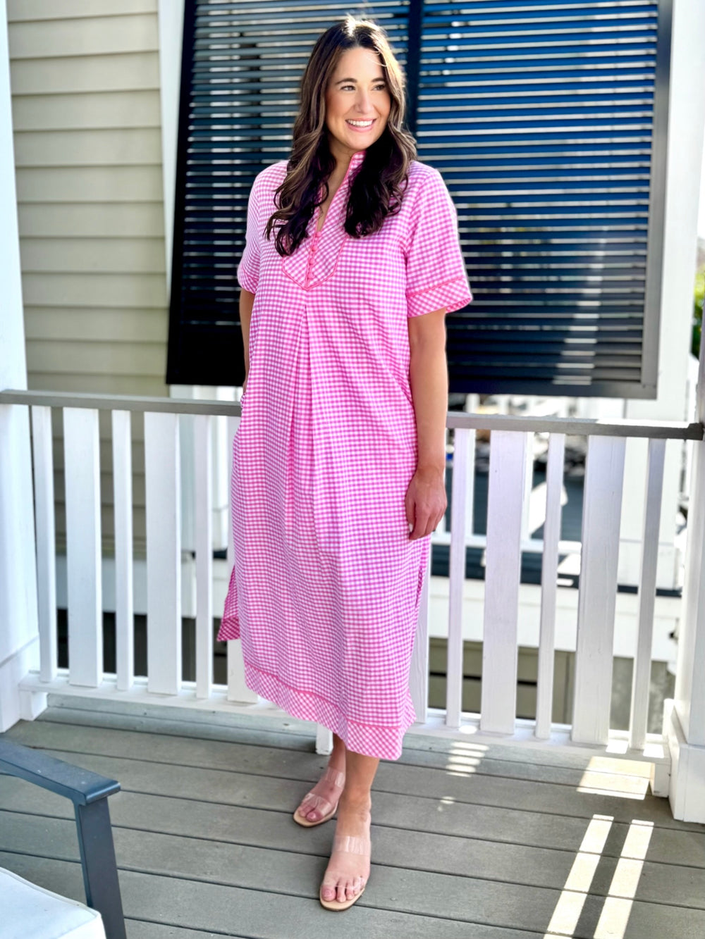 pink gingham dress, summer dress, maxi dress, maxi gingham dress, maxi pink gingham dress