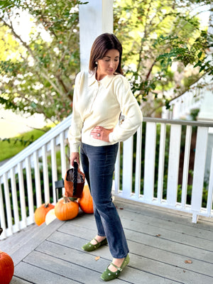 Ivory Collared Knit Top